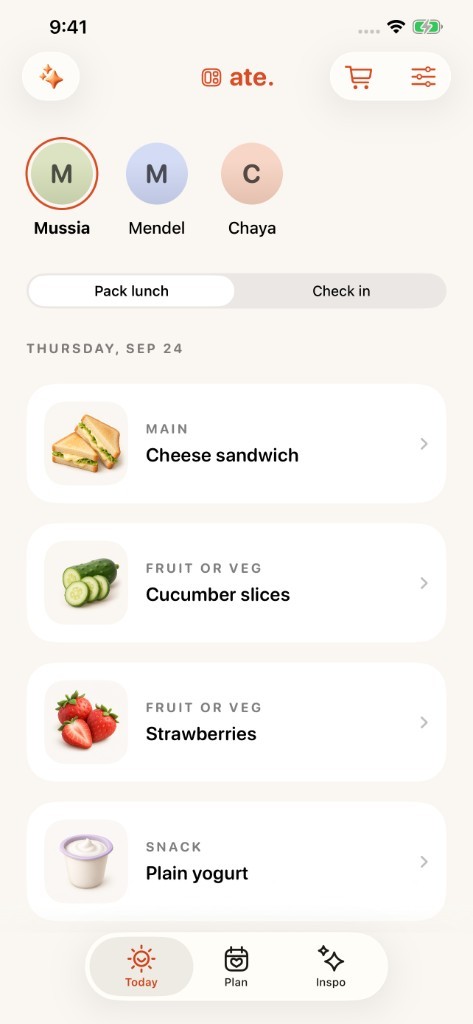 Ate Today screen